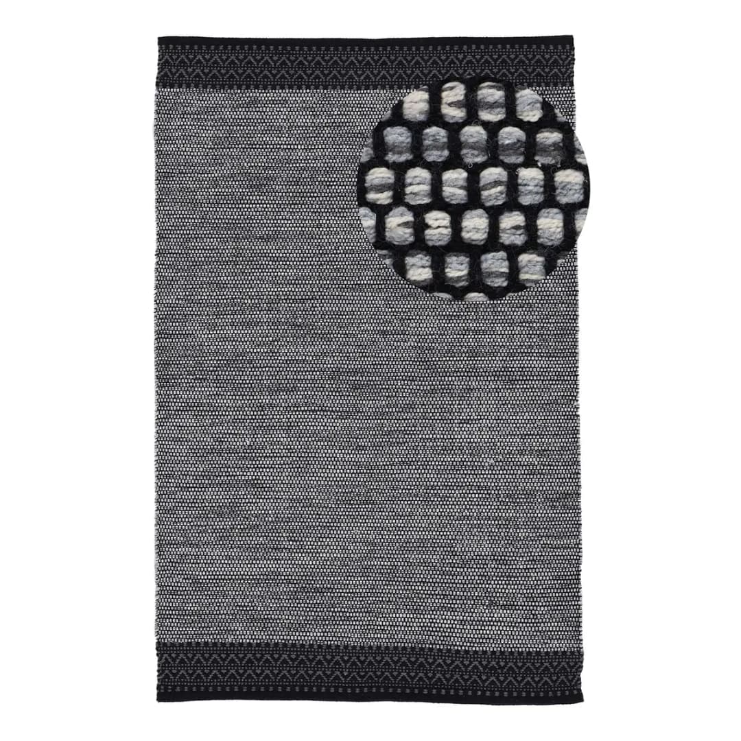Kurzflorteppich Kelim Mia Grau/Grau 200 x 250cm Baumwollstoff