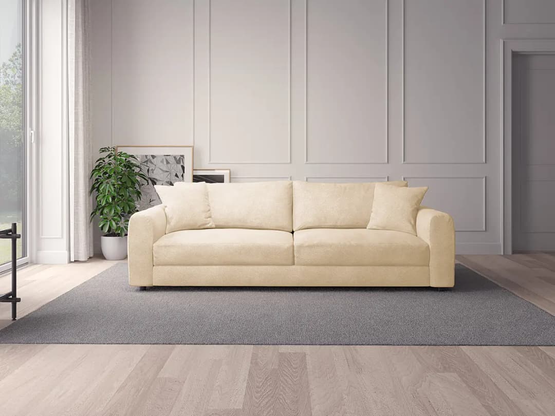 3-Sitzer Sofa Beige Teddy-Bouclé Stoff Bony | Beige