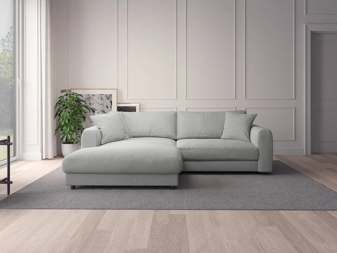 Ecksofa mit Longchair Grau/Hellgrau Webstoff Saia | Grau