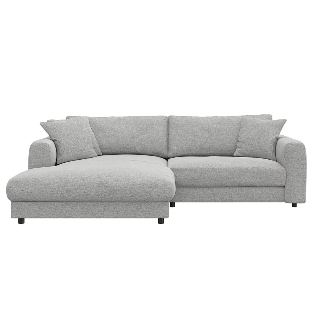 Ecksofa mit Longchair Grau/Hellgrau Webstoff Saia | Grau