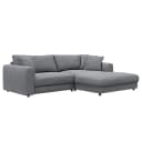 Ecksofa mit Longchair Grau/Grau Webstoff Saia 238cm Longchair