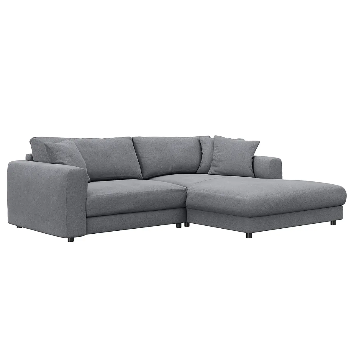 Ecksofa mit Longchair Grau/Grau Webstoff Saia 238cm Longchair