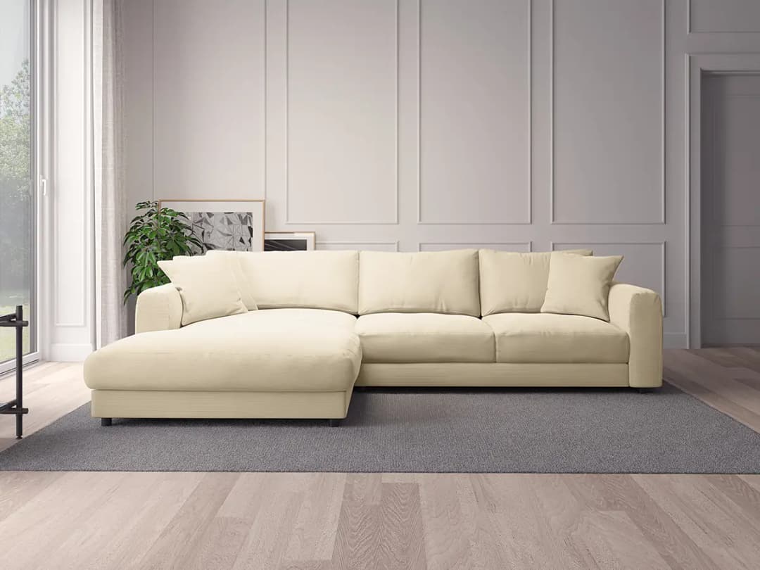 Ecksofa mit Longchair Snor | Beige