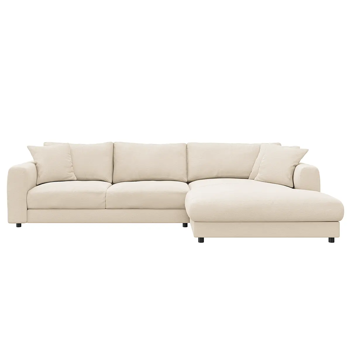 Ecksofa mit Longchair Beige/Beige Webstoff Saia | Beige
