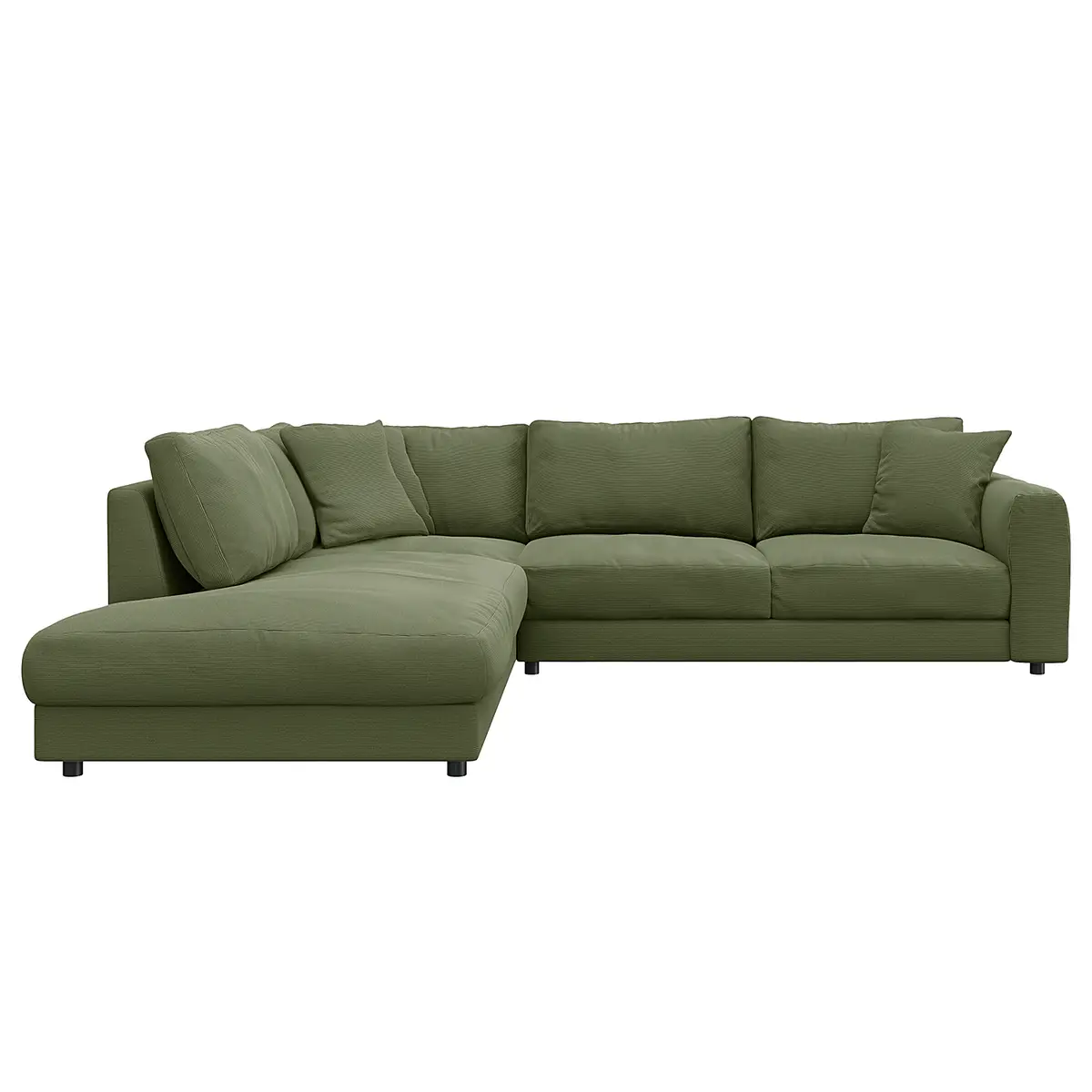 Ecksofa mit Ottomane Grün/Grün Cordstoff Snor | Grün
