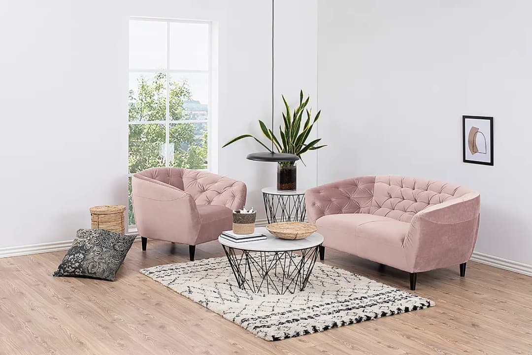 2-Sitzer Sofa Pink Samt Vilda | Rosa