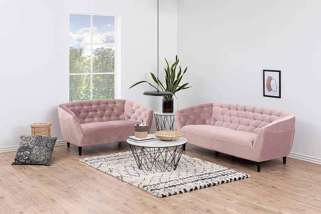 2-Sitzer Sofa Pink Samt Vilda | Rosa