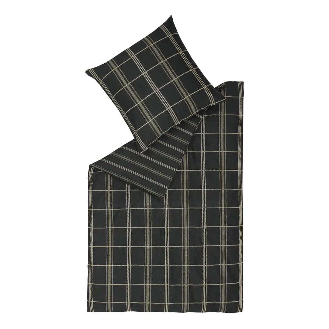 Glanz-Satinbettwäsche 135 x 200 cm + Kissen 80 x 80 cm Schwarz