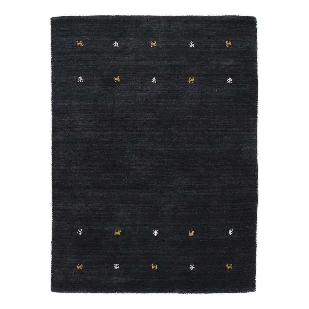 Wollteppich Gabbeh Uni Schwarz/Schwarz | Schwarz
