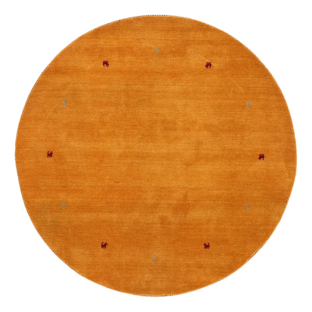 Wollteppich Gabbeh Uni Rund Gelb/Gelb 200 x 200cm Wolle | Gelb