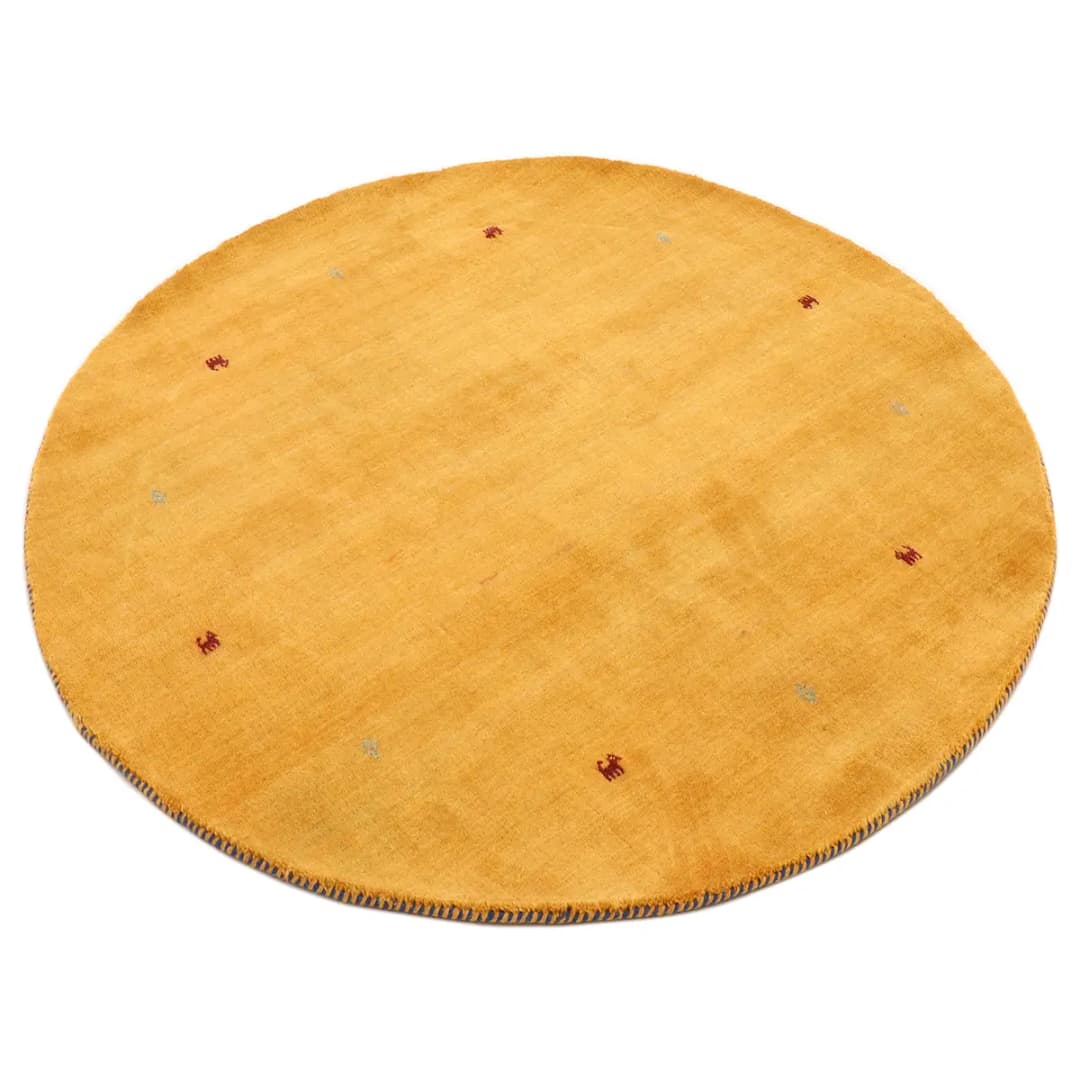 Wollteppich Gabbeh Uni Rund Gelb/Gelb 200 x 200cm Wolle | Gelb