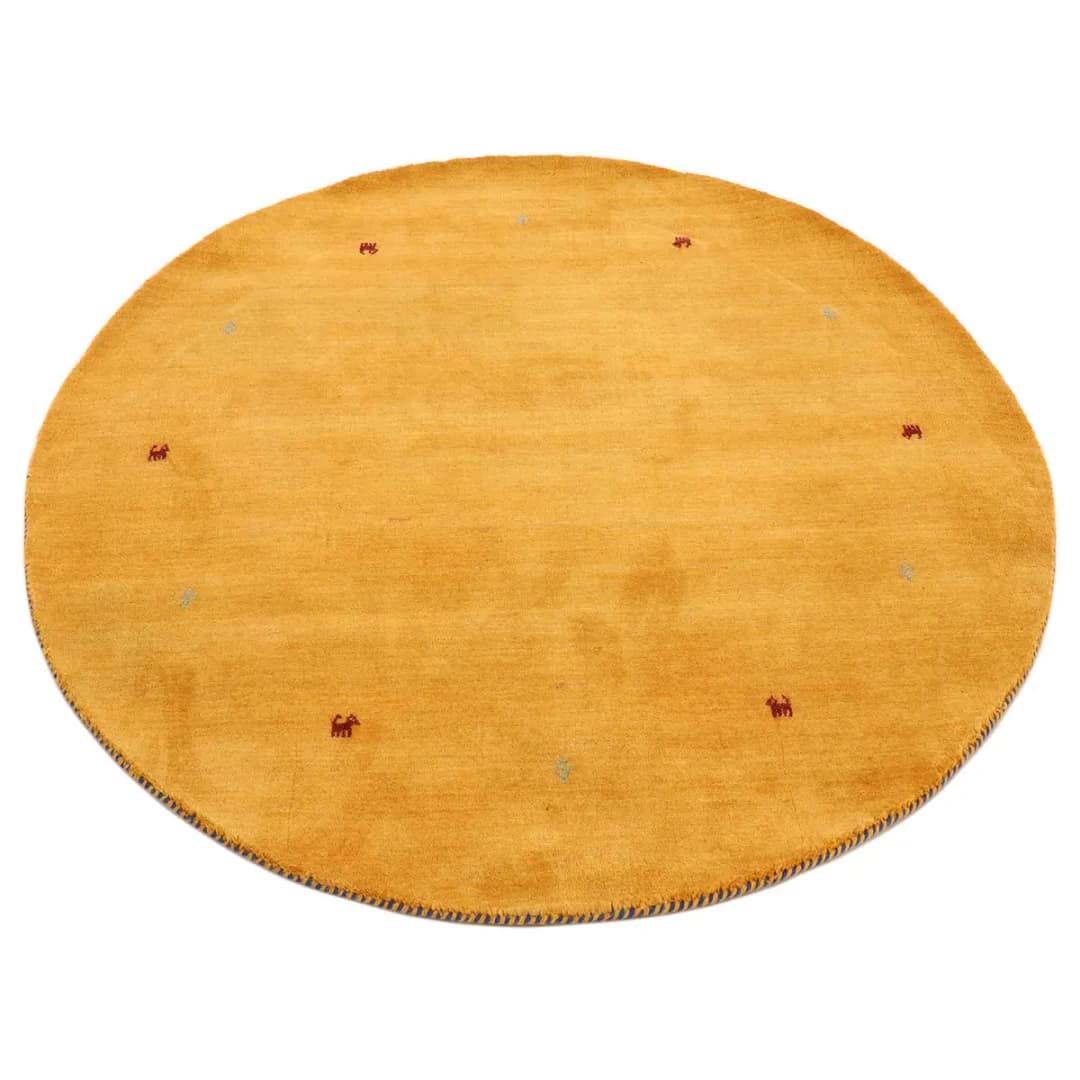 Wollteppich Gabbeh Uni Rund Gelb/Gelb 80 x 80cm | Gelb