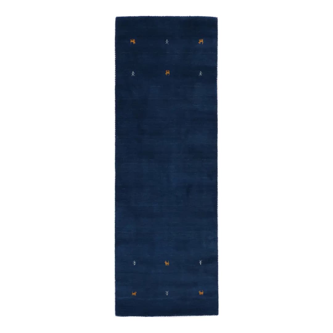 Läufer Gabbeh Uni 80 x 300cm Blau/Blau | Blau