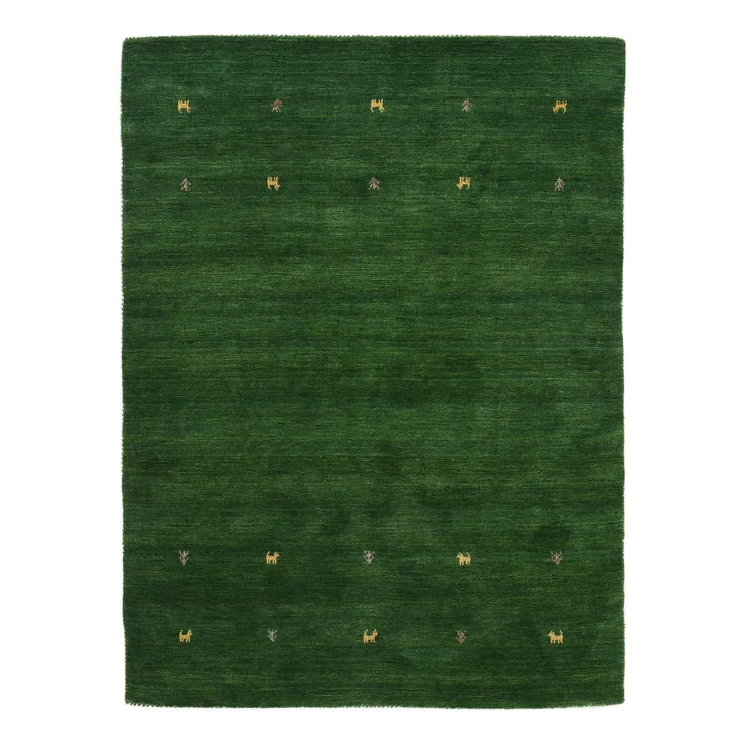 Wollteppich Gabbeh Uni Grün/Grün 120 x 170cm | Grün