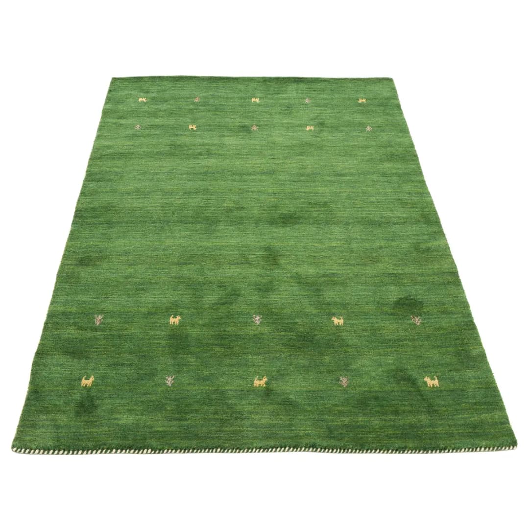 Wollteppich Gabbeh Uni Grün/Grün 120 x 170cm | Grün