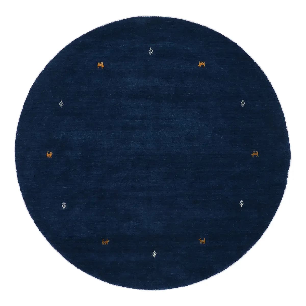 Wollteppich Gabbeh Uni Rund Blau/Blau | Blau