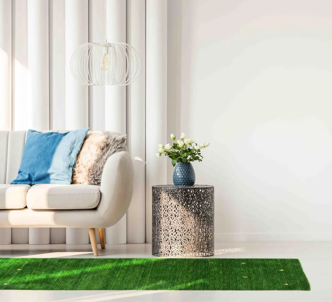 Läufer Gabbeh Uni 75 x 240cm Grün | Grün
