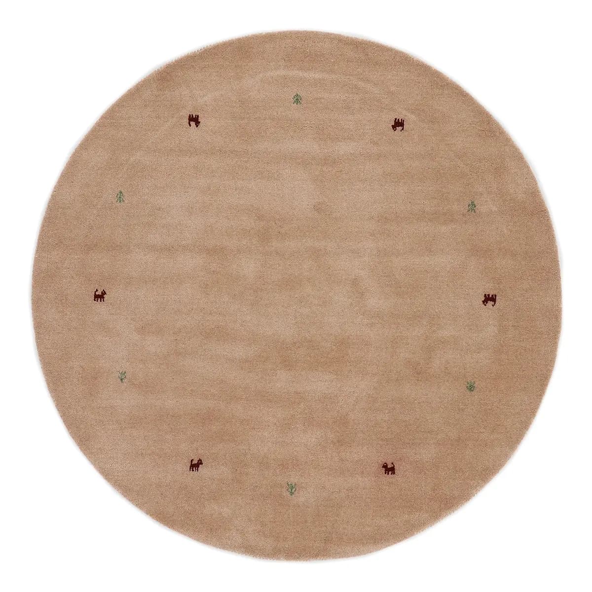 Wollteppich Gabbeh Uni Rund Beige/Beige | Beige