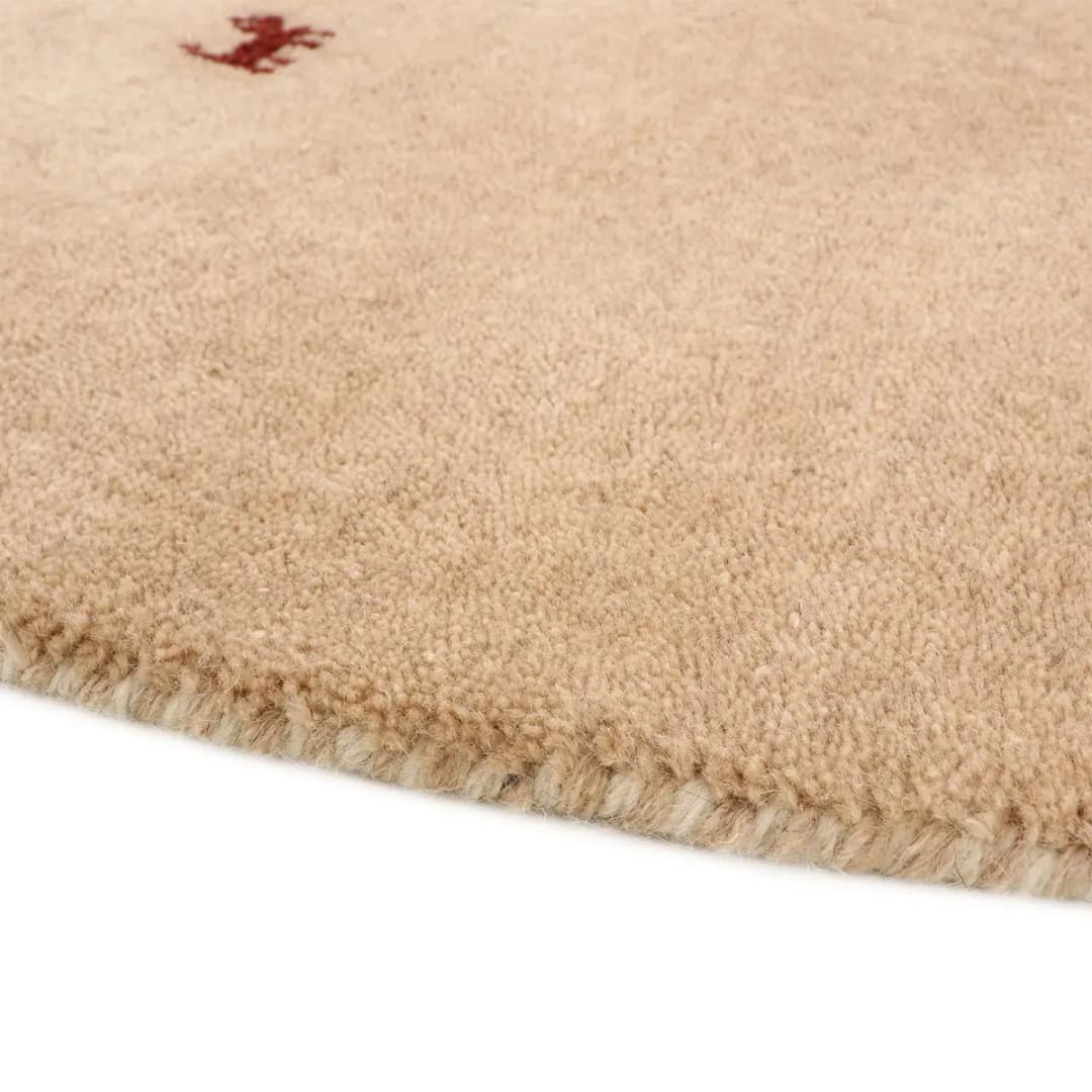 Wollteppich Gabbeh Uni Rund Beige/Beige | Beige