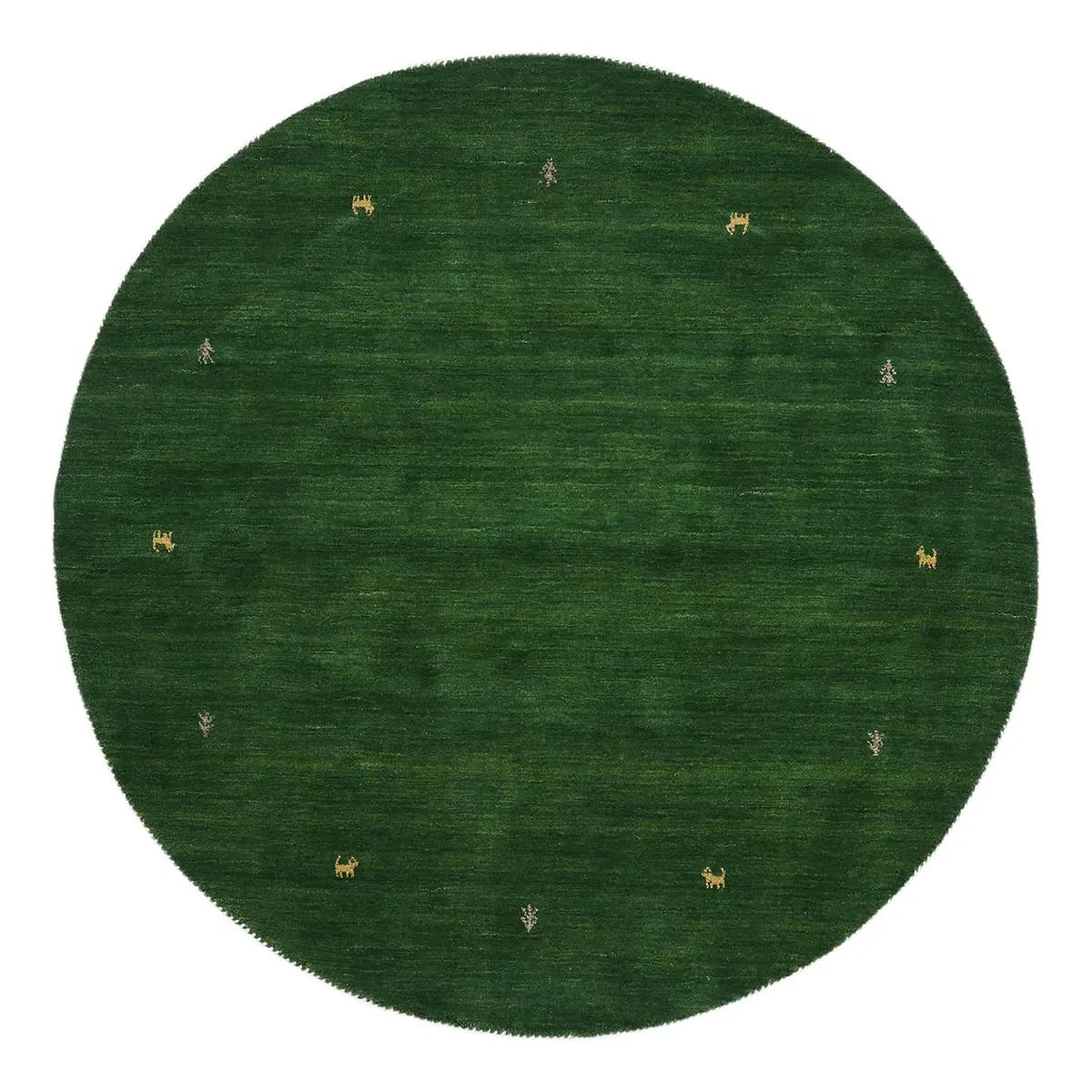Wollteppich Gabbeh Uni Rund Grün/Grün 80 x 80cm Wolle | Grün