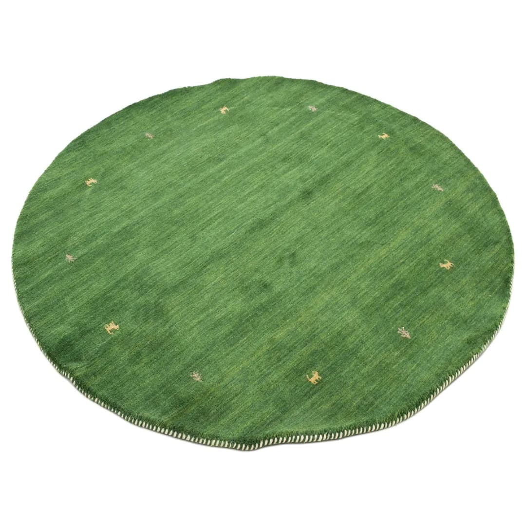 Wollteppich Gabbeh Uni Rund Grün/Grün 80 x 80cm Wolle | Grün