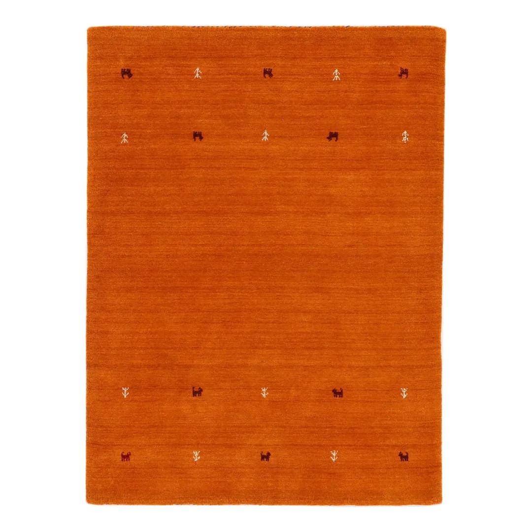 Wollteppich Gabbeh Uni Orange | Orange