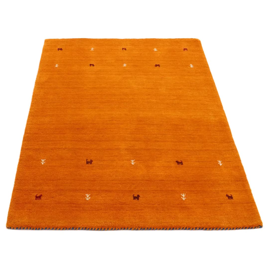 Wollteppich Gabbeh Uni Orange | Orange