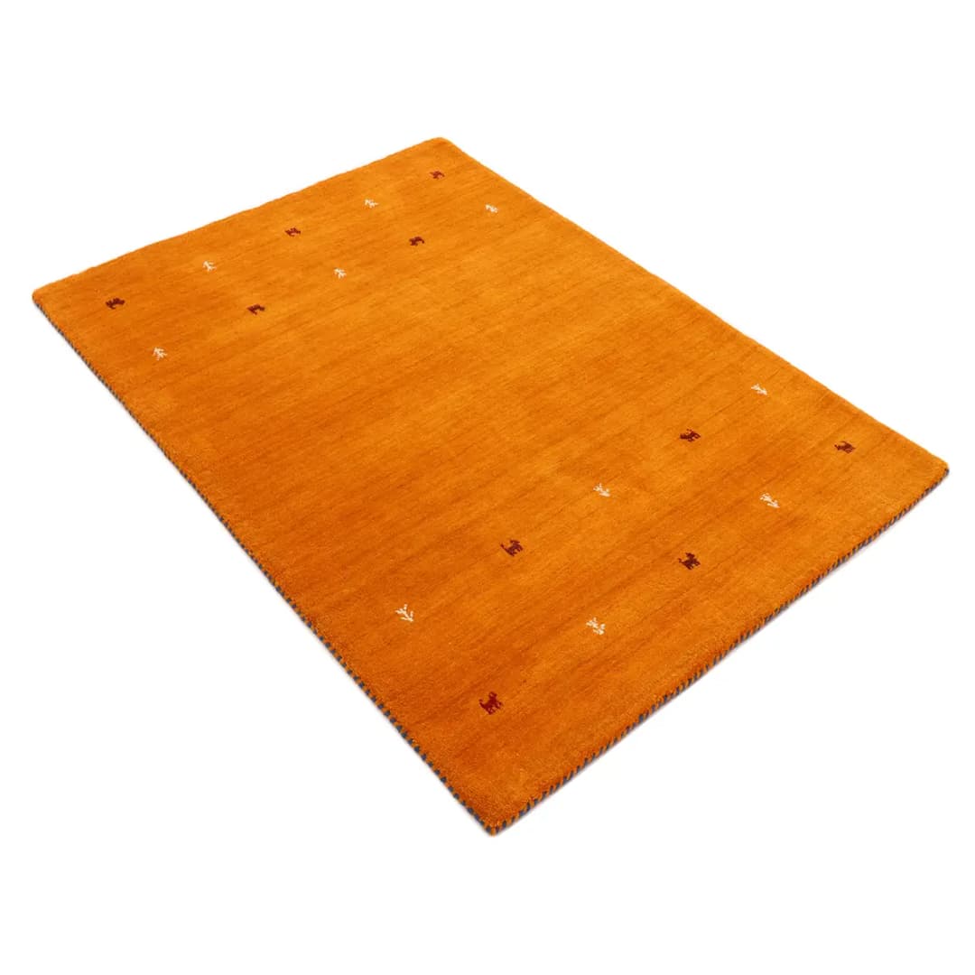 Wollteppich Gabbeh Uni Orange | Orange