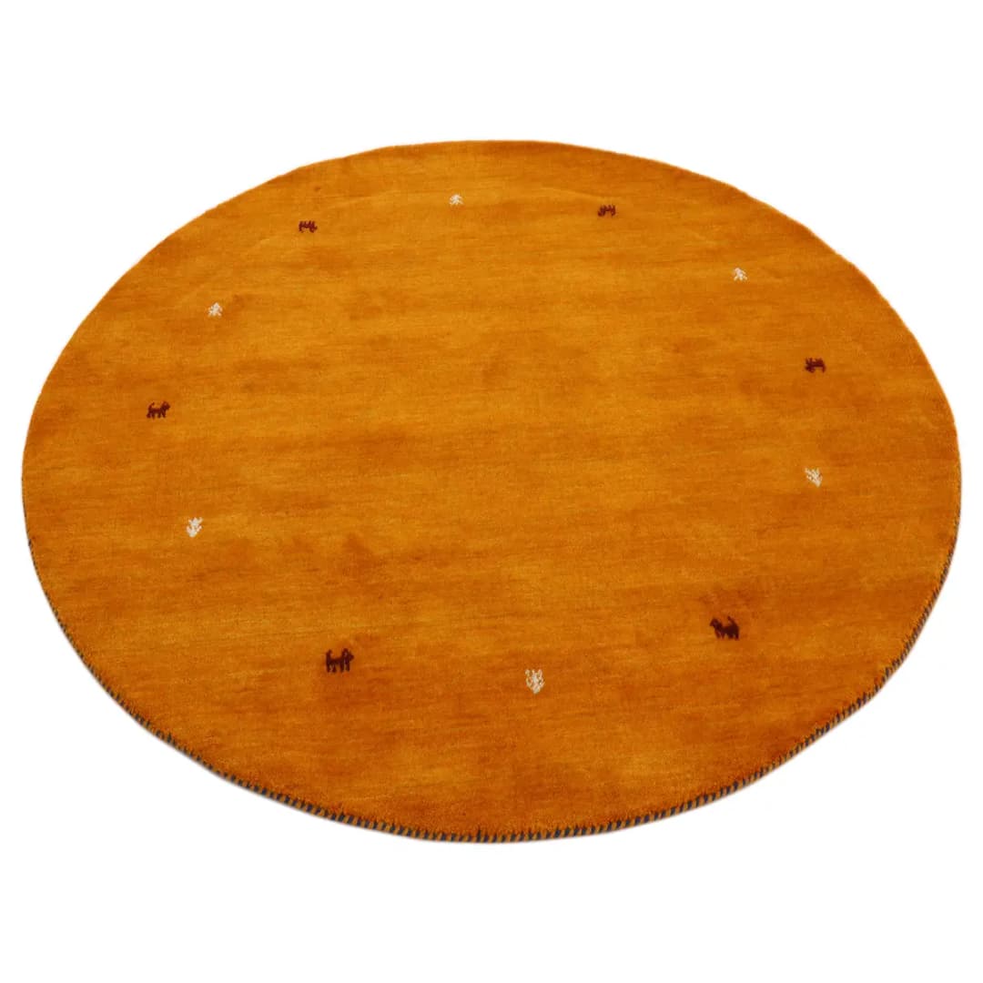 Wollteppich Gabbeh Uni Rund | Orange