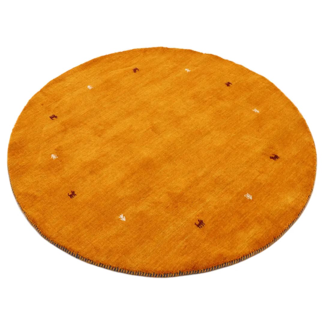 Wollteppich Gabbeh Uni Rund | Orange