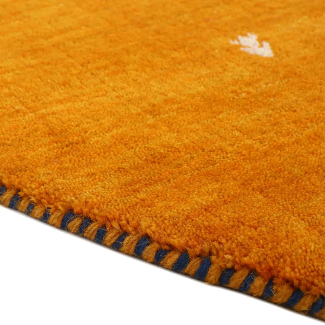 Wollteppich Gabbeh Uni Rund | Orange