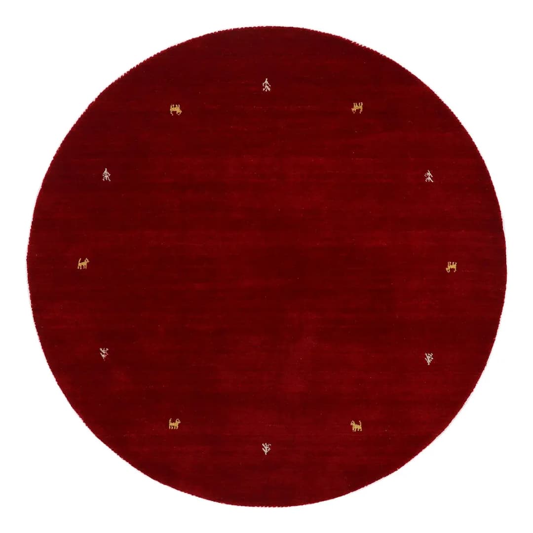 Wollteppich Gabbeh Uni Rund Rot/Rot 80 x 80cm Wolle | Rot
