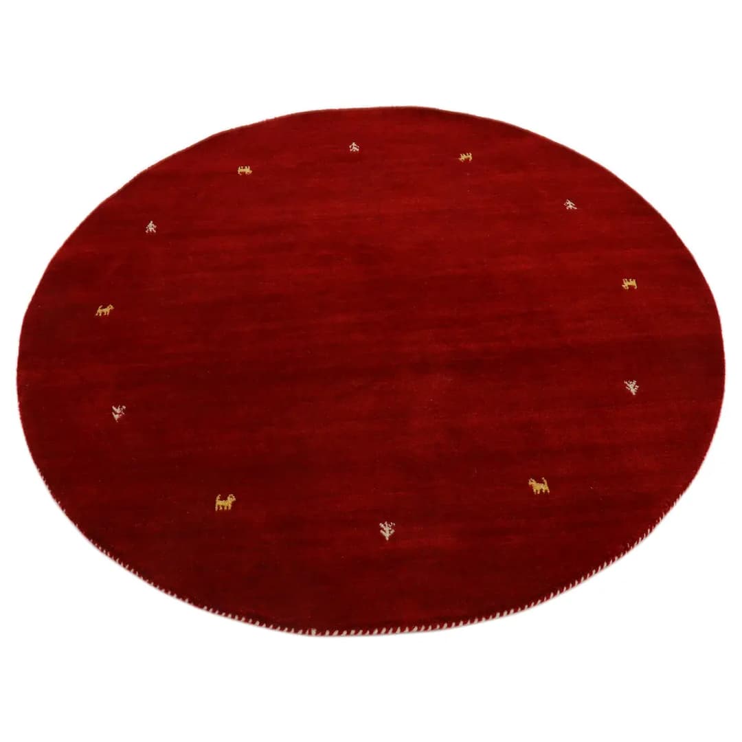 Wollteppich Gabbeh Uni Rund Rot/Rot 80 x 80cm Wolle | Rot