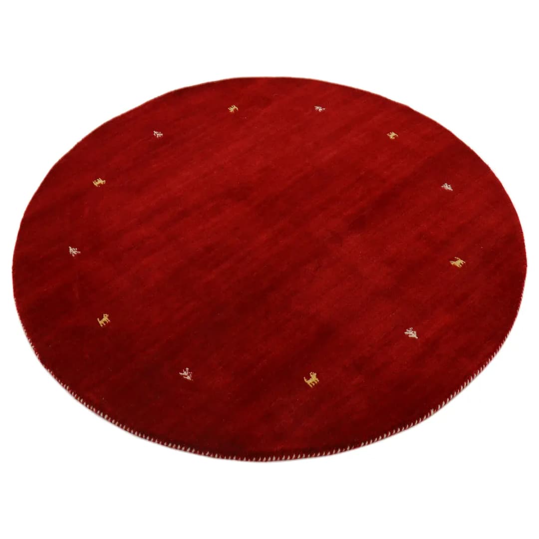 Wollteppich Gabbeh Uni Rund Rot/Rot 80 x 80cm Wolle | Rot