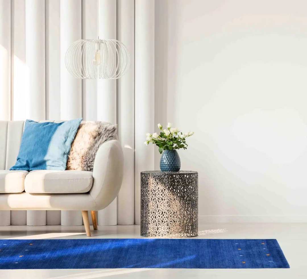 Läufer Gabbeh Uni 80 x 400cm Blau/Blau | Blau