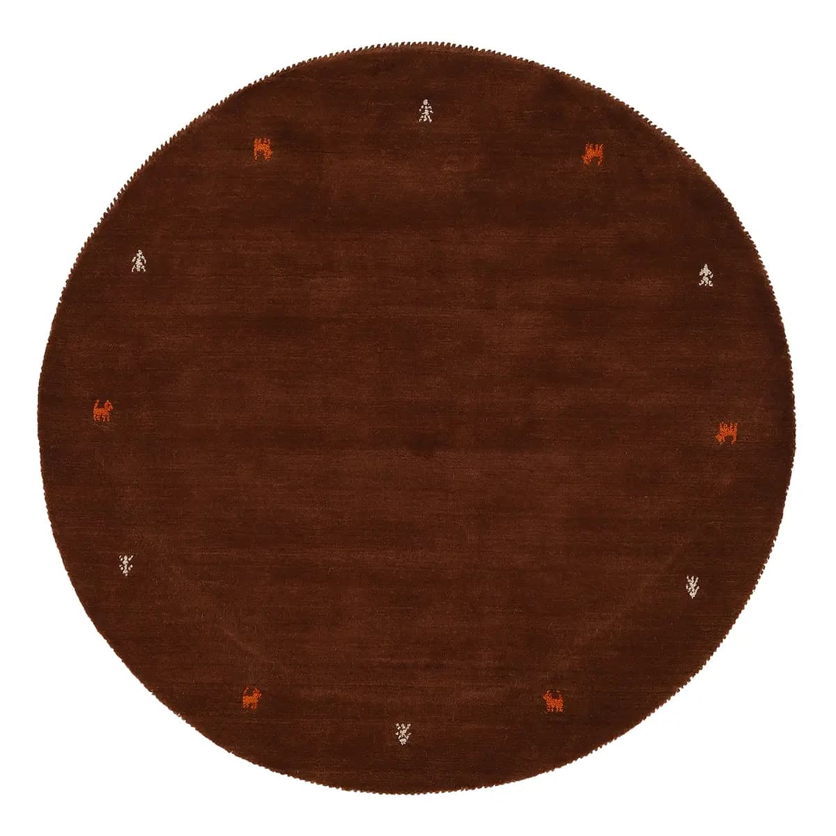 Wollteppich Gabbeh Uni Rund Braun/Braun 80 x 80cm Wolle | Braun