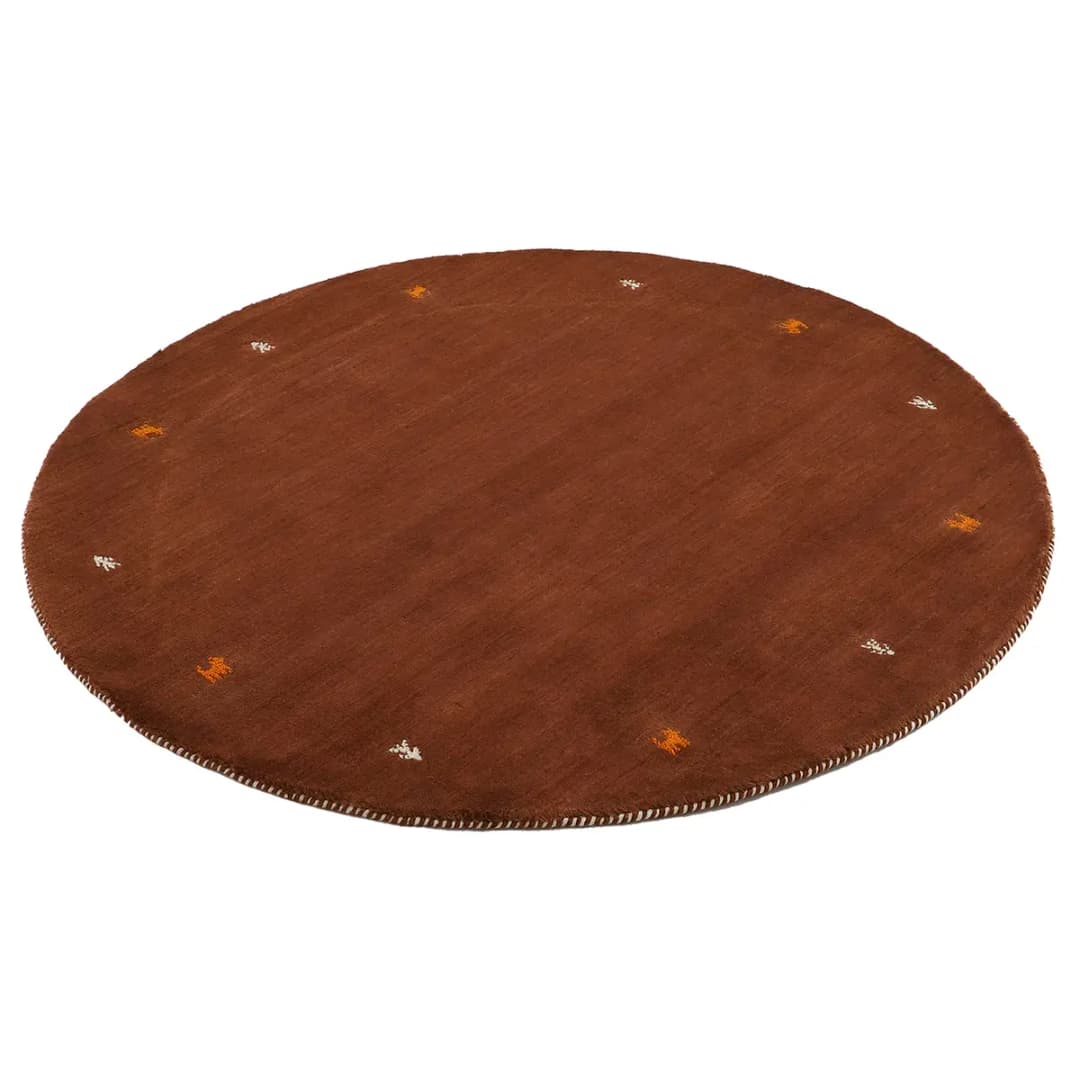 Wollteppich Gabbeh Uni Rund Braun/Braun 80 x 80cm Wolle | Braun