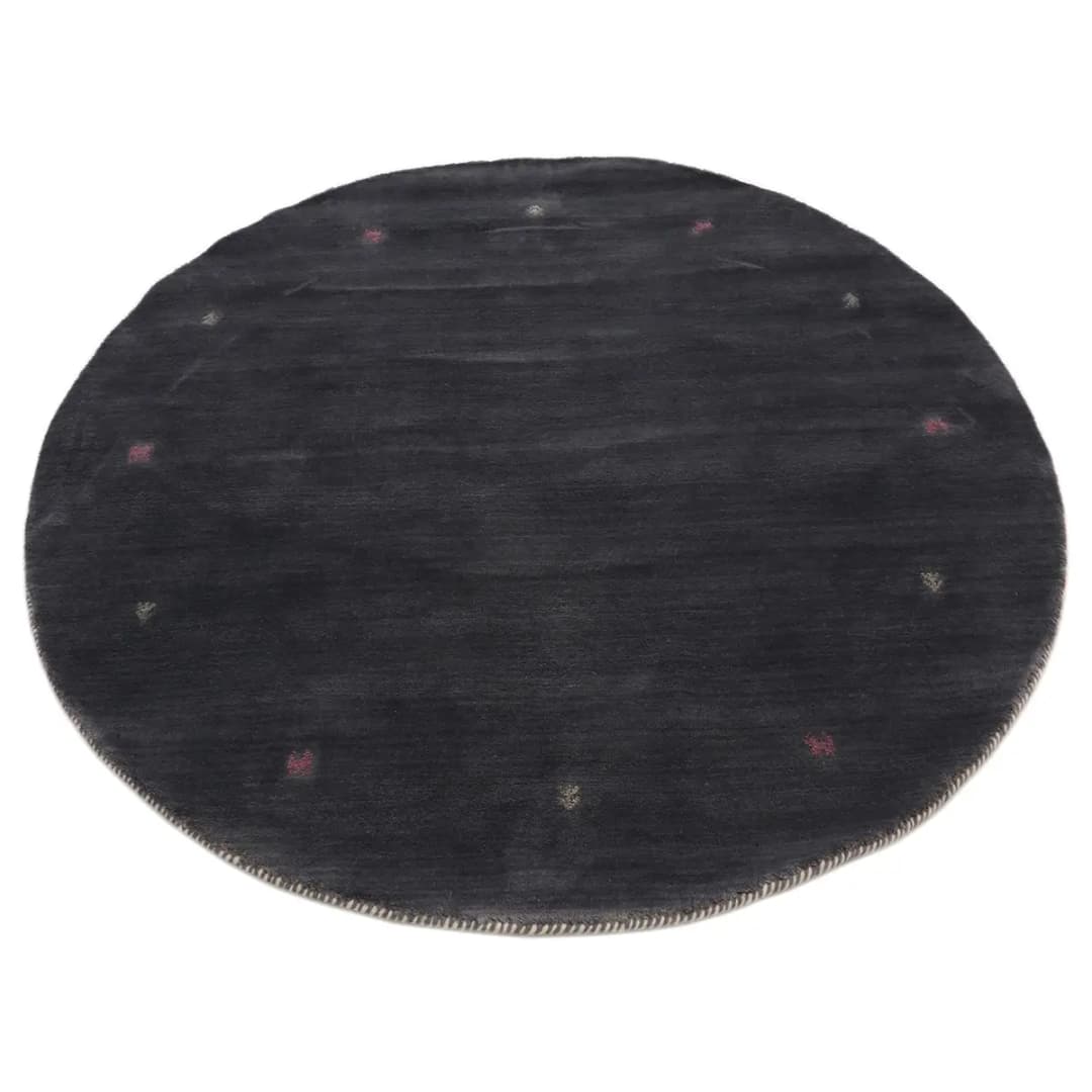 Wollteppich Gabbeh Uni Rund Grau | Grau
