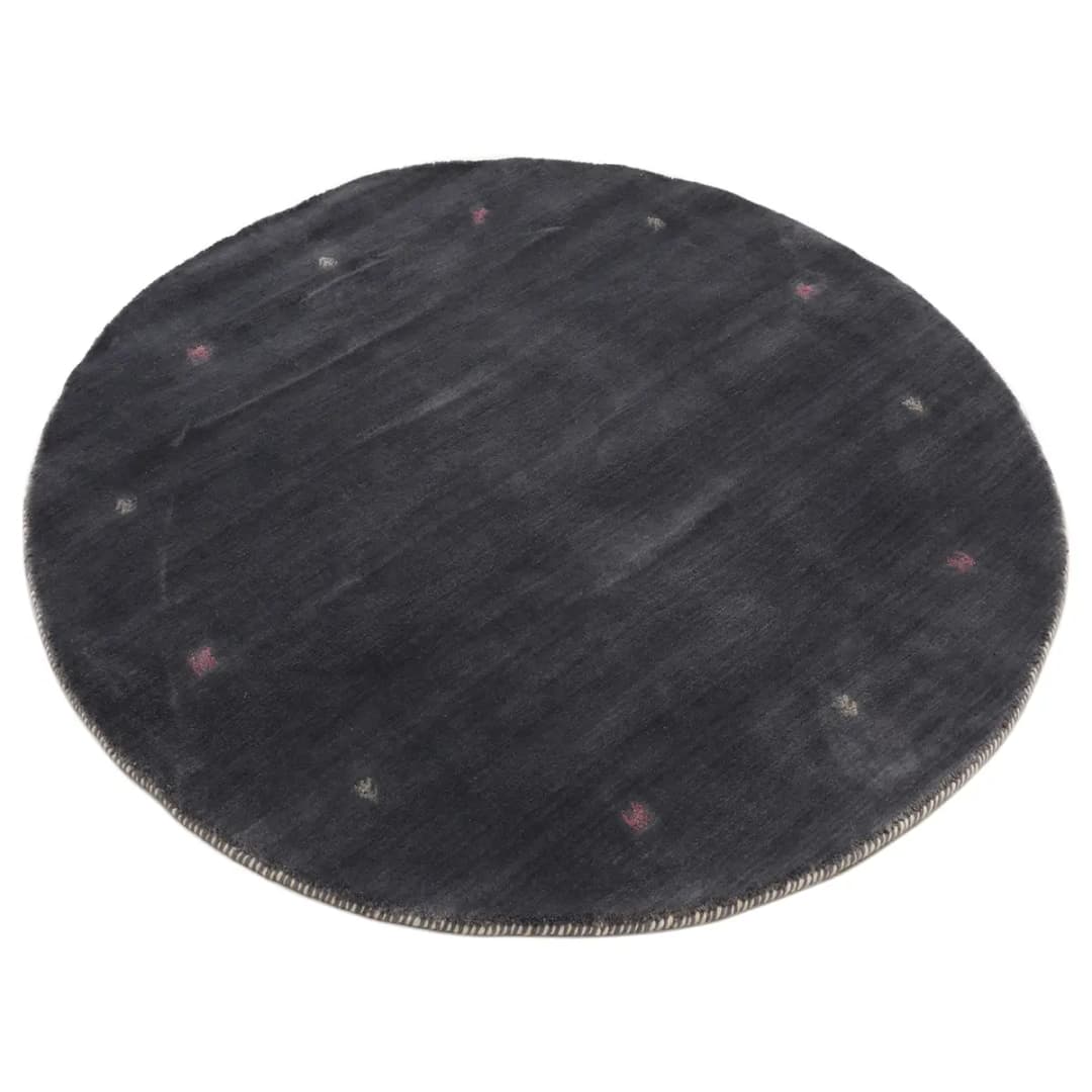 Wollteppich Gabbeh Uni Rund Grau | Grau