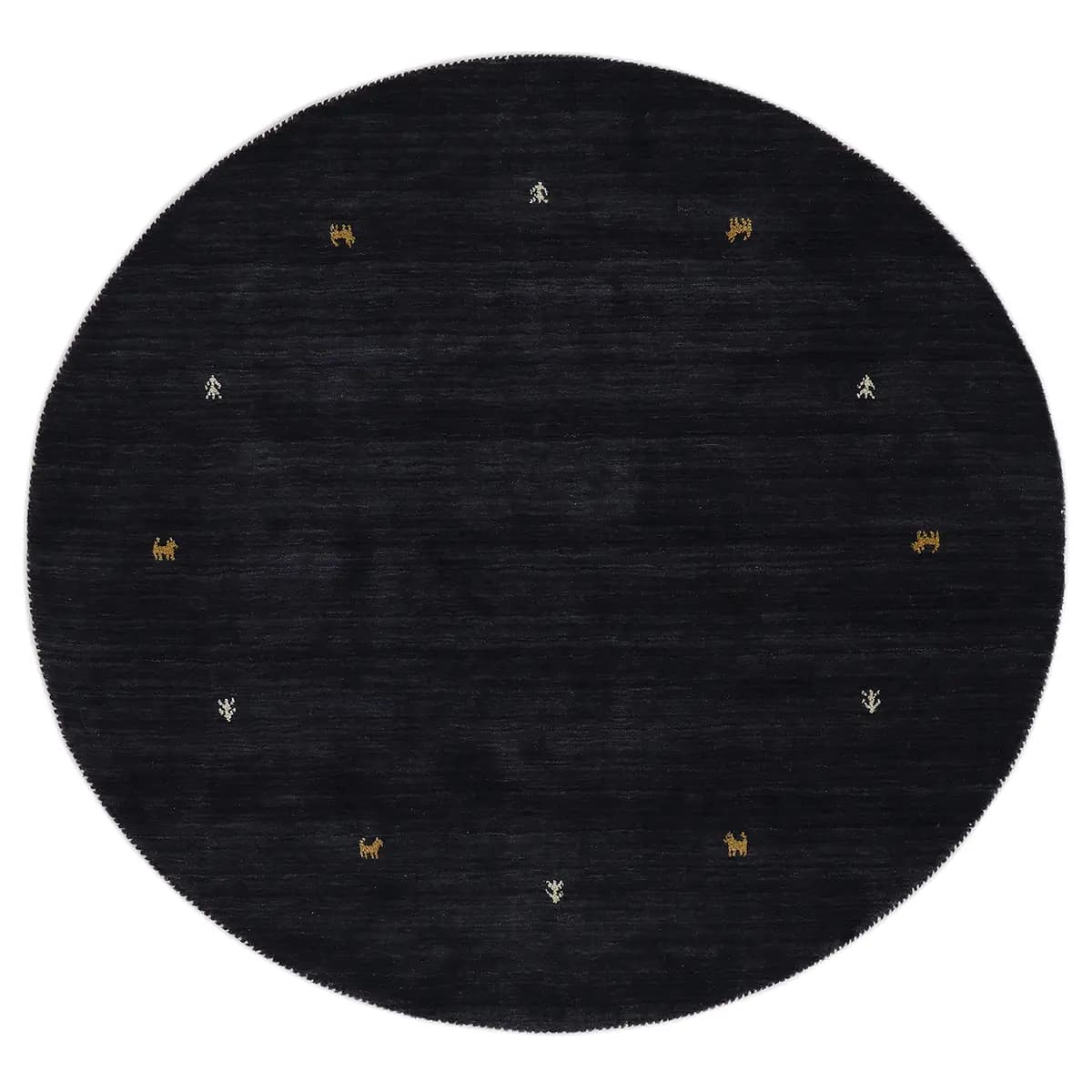 Wollteppich Gabbeh Uni Rund Schwarz/Schwarz | Schwarz