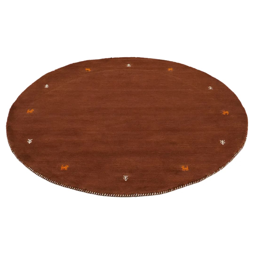 Wollteppich Gabbeh Uni Rund Braun/Braun 200 x 200cm Wolle