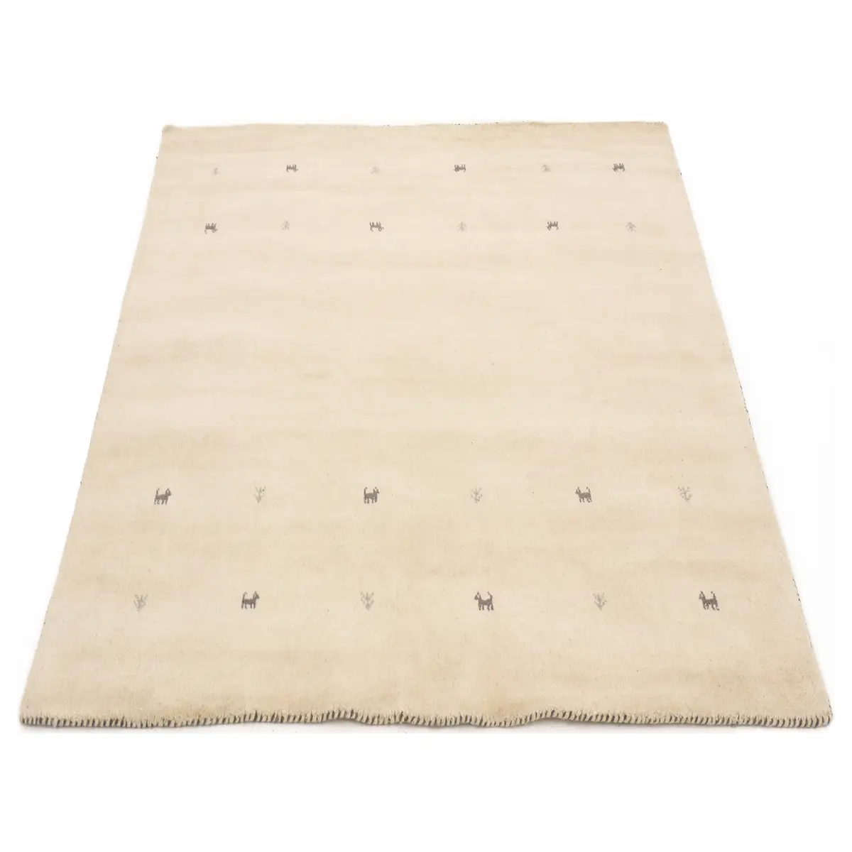 Wollteppich Gabbeh Uni Weiß/Weiß 60 x 90cm | Weiß