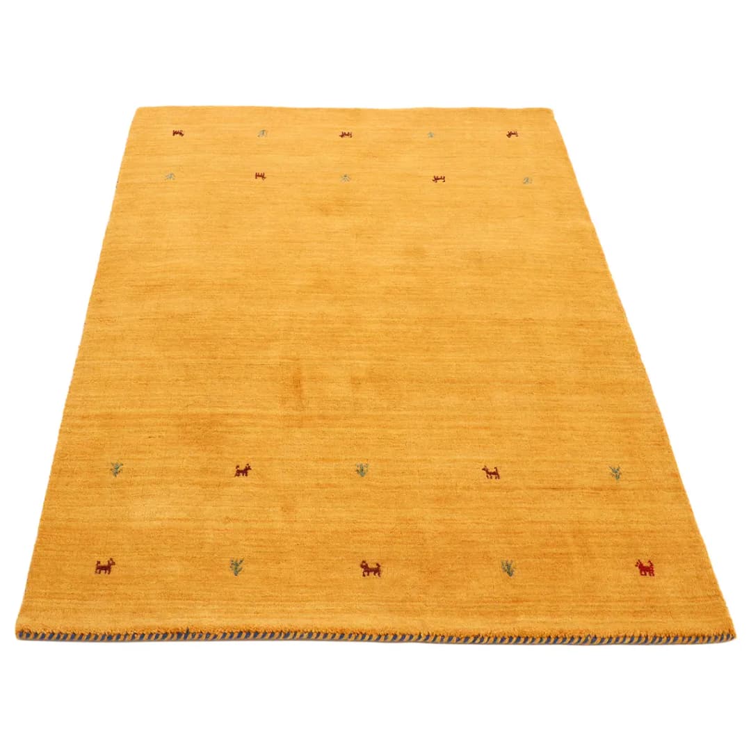 Wollteppich Gabbeh Uni Gelb/Gelb 60 x 90cm Wolle | Gelb