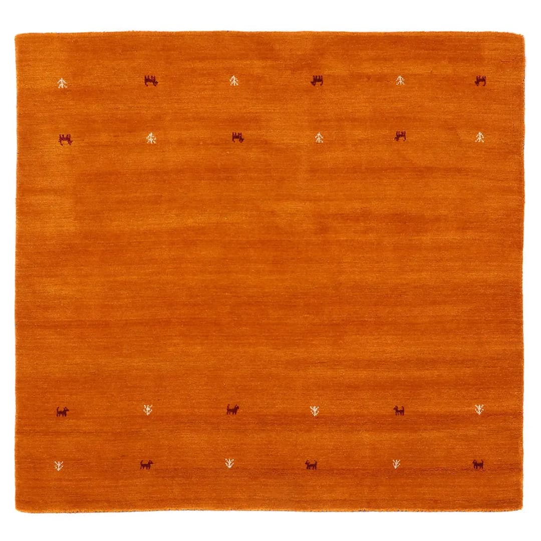Wollteppich Gabbeh Uni Quadratisch Orange | Orange