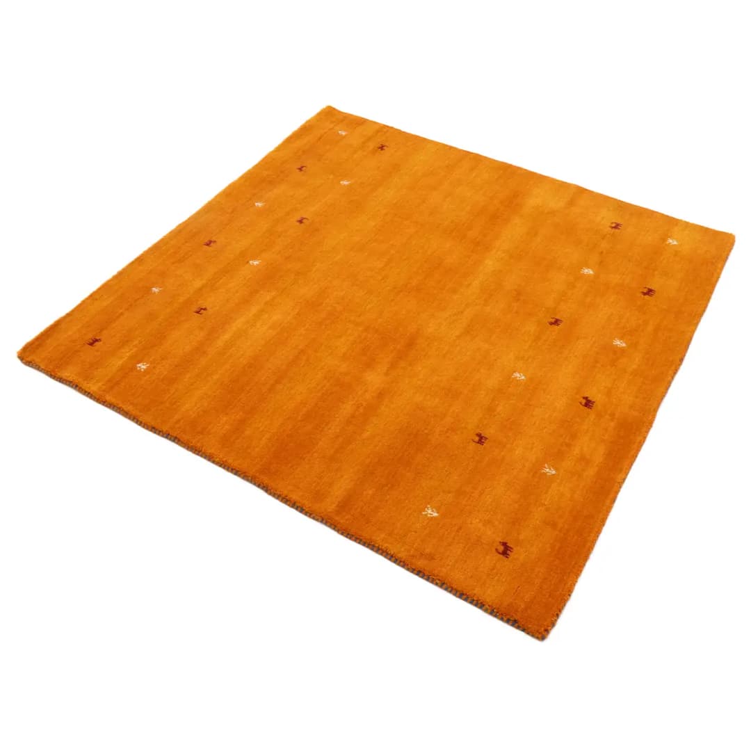 Wollteppich Gabbeh Uni Quadratisch Orange | Orange