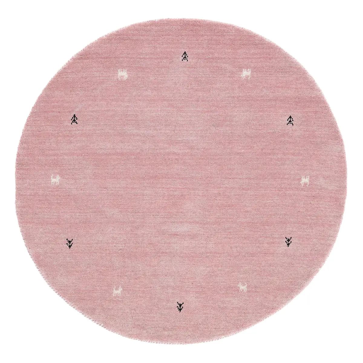 Wollteppich Gabbeh Uni Rund | Pink