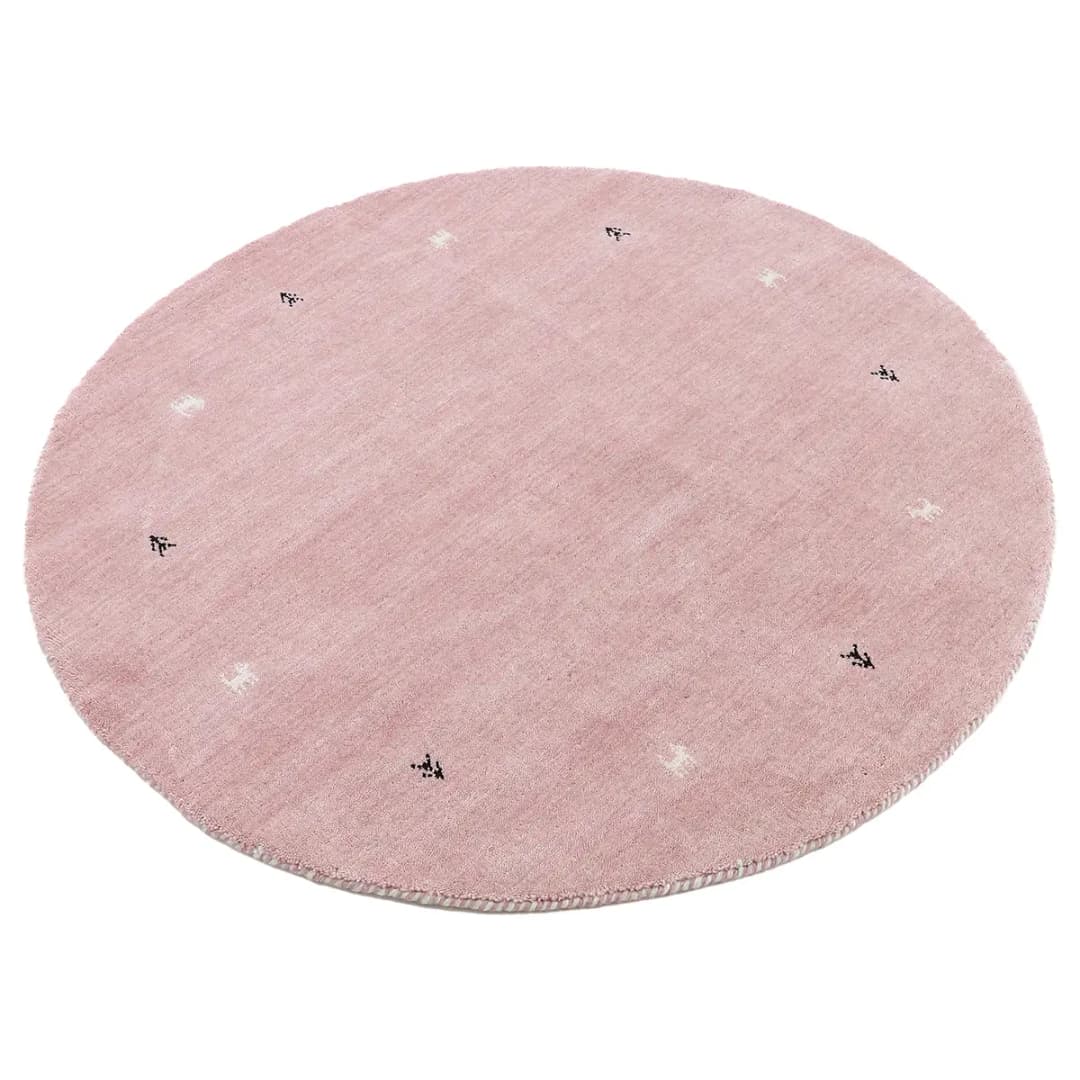 Wollteppich Gabbeh Uni Rund | Pink