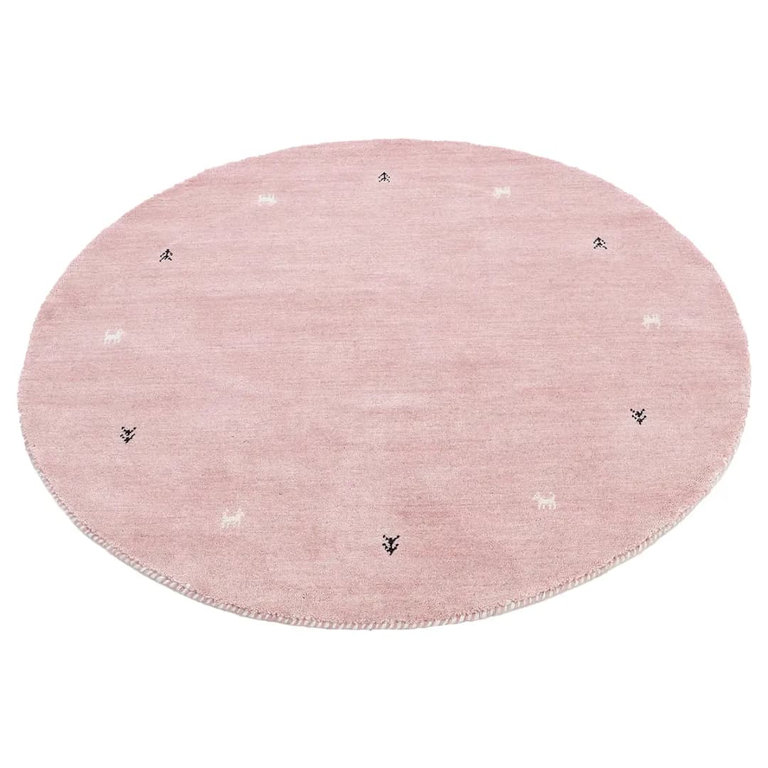Wollteppich Gabbeh Uni Rund | Pink