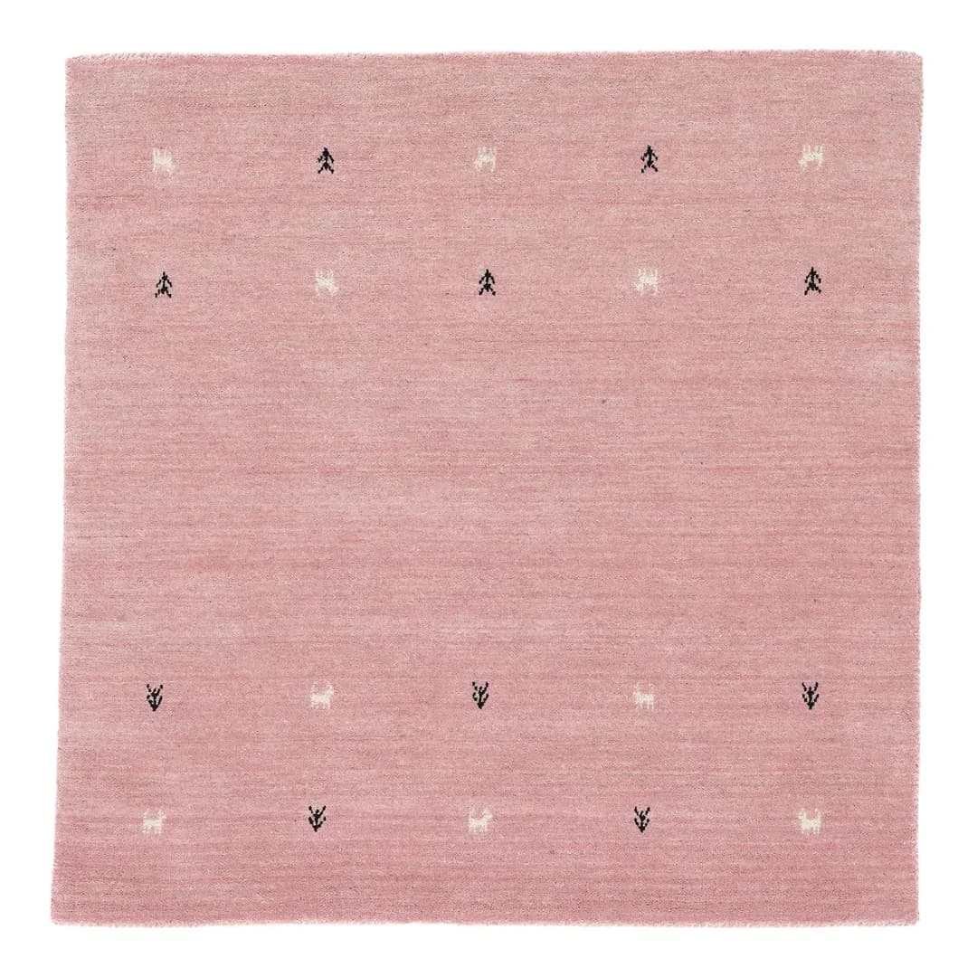 Wollteppich Gabbeh Uni Quadratisch Pink/Pink 60 x 60cm Wolle