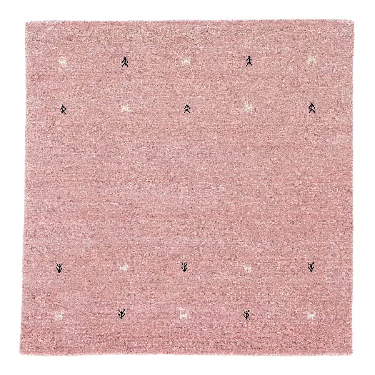 Wollteppich Gabbeh Uni Quadratisch Pink/Pink 60 x 60cm Wolle